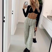 Euros Pants Light Green Check