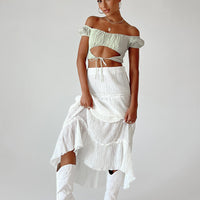 Sun Down Mid Rise Maxi Skirt White