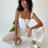 Louis Linen Blend Pants Beige Petite