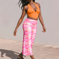Sunset Trip Midi Skirt Pink