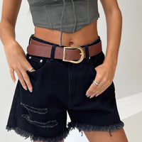 On Tour Denim Mom Shorts Black