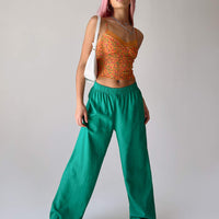 Louis Linen Blend Pants Green