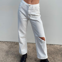 Sevina Wide Leg Denim Jeans White