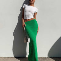 Belle Knit Maxi Skirt Apple Green