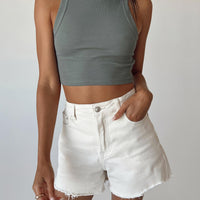 Elena Denim Shorts Cream