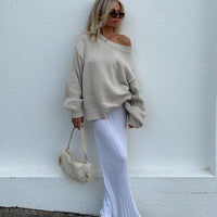 Belle Knit Maxi Skirt White