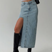 Saige Denim Maxi Skirt Light Wash