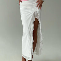 Amarie Ruffle Maxi Skirt White