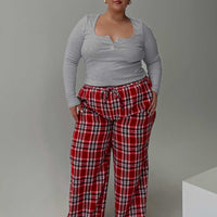 In The Morning Sleep Pant Red Check Curve
