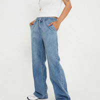 Maves Denim Drawstring Pants Mid Wash