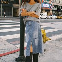 Belsie Midi Skirt Light Wash Denim