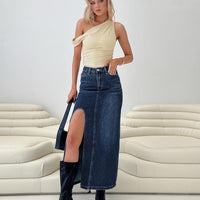 Saige Denim Maxi Skirt Mid Wash
