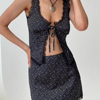 Mavie Satin Set Black Floral