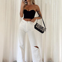 Sevina Wide Leg Denim Jeans White