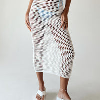 Golda Crochet Maxi Skirt White