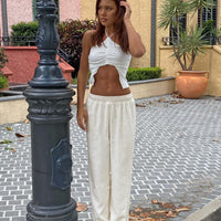 Louis Linen Blend Pants White Petite