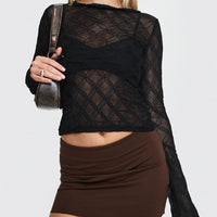 Karley Low Waist Mini Skirt Chocolate Tall