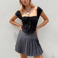 Kierce Pleated Mini Skirt Grey