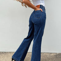 Nairana Split Hem Jeans Dark Wash Denim