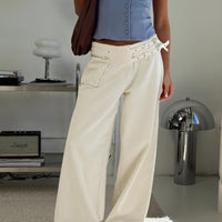Paltrow Mid Rise Wide Leg Cargo Jeans Cream Petite