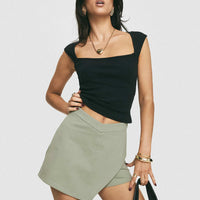 Maceline Wrap Front Skort Green