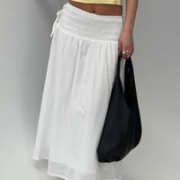 Vence Ruched Maxi Skirt White