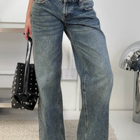 Zaralyn Low Rise Wide Leg Jeans Mid Blue Wash