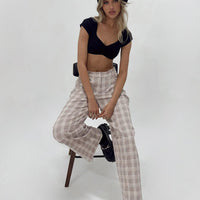 Mulholland Pants Beige Plaid