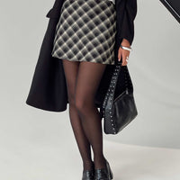 Amaranthine Mini Skirt Cream/Navy Check