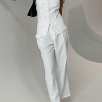 Jazzar Pocket Detail Pleated Pant White