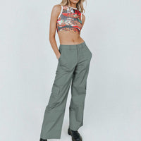 Luna Mid Rise Cargo Pants Grey