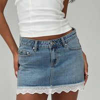 Miyuki Denim Mini Skirt Mid Wash