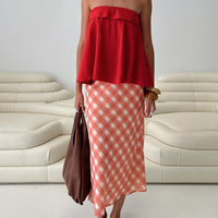 Living Color Maxi Skirt Orange Gingham