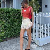 Feel The Heat Lace Mini Skirt Cream