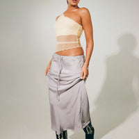 Lolie Bias Cut Midi Skirt Oyster