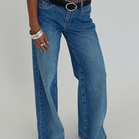 On Sunset Mid Rise Straight Leg Jeans Dark Wash