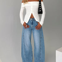 Esperance Mid Rise Barrel Leg Jeans Vintage Blue