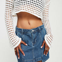 Trevina Denim Mini Skirt Mid Wash