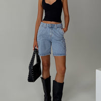 Mika Carpenter Denim Shorts Light Wash