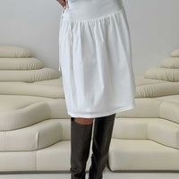 Snowflakes Tie Side Midi Skirt White