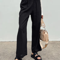 Louis Linen Blend Pants Black Lower Impact