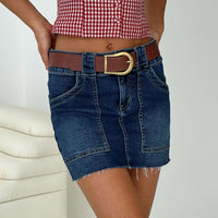 Reel It In Denim Mini Skirt Dark Wash
