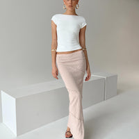 Oscar Split Maxi Skirt Beige
