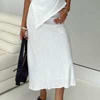 Ermias Linen Blend Midi Skirt White