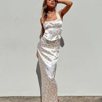 Berlin Satin Maxi Skirt White