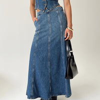 Wyoming Midi Skirt Blue Denim