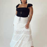 Sun Down Mid Rise Maxi Skirt Curve White