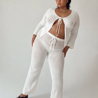 Wild & Free Crochet Pants Curve White