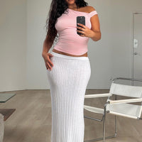 Belle Knit Maxi Skirt White