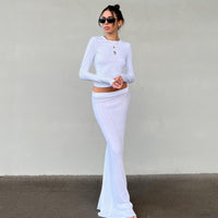 Belle Knit Maxi Skirt White